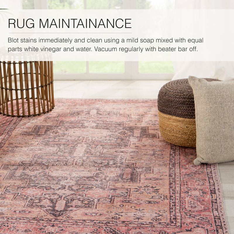 Bungalow Rose Machine Washable Carlita Oriental Pink Area Rug & Reviews Wayfair